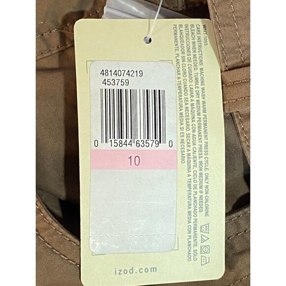 New Izod Cropped Pants with Matching Belt and Ruched Hem Women’s Size 10 Brown - Picture 7 of 12